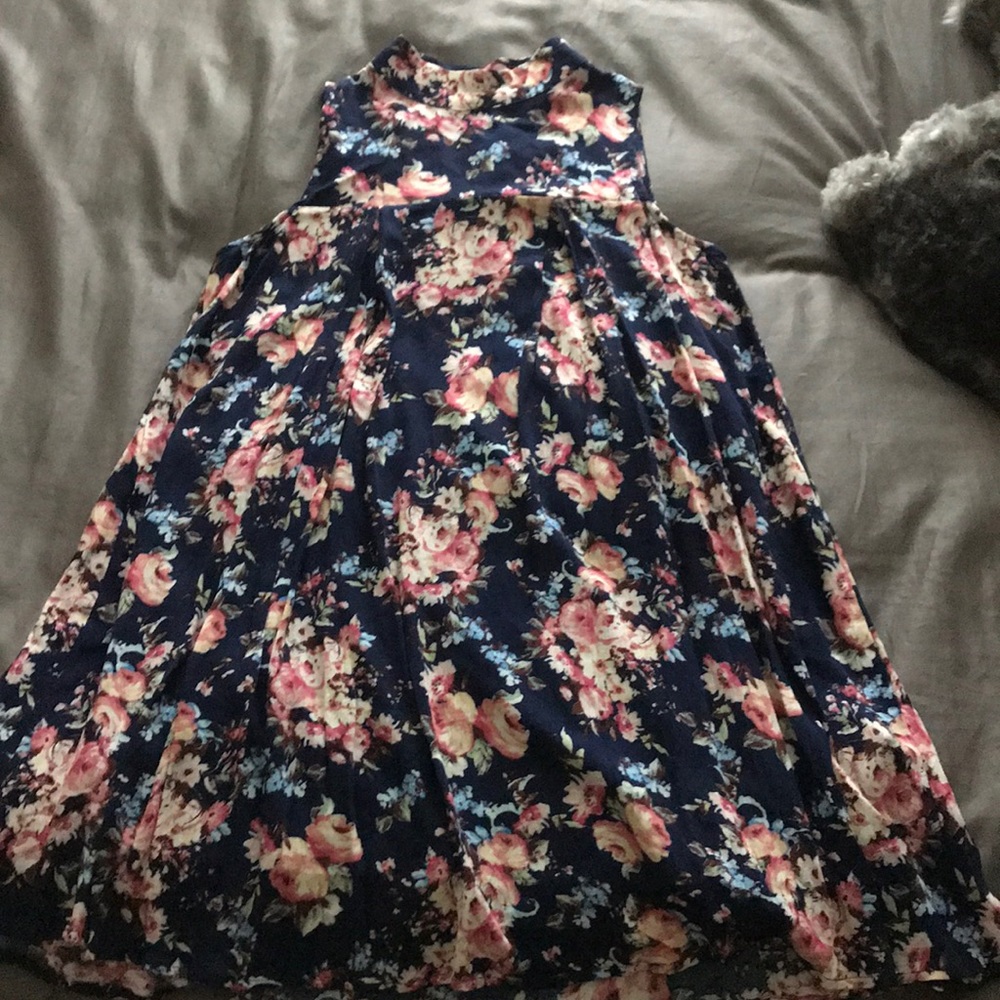 Mock Neck Floral Swing Dress